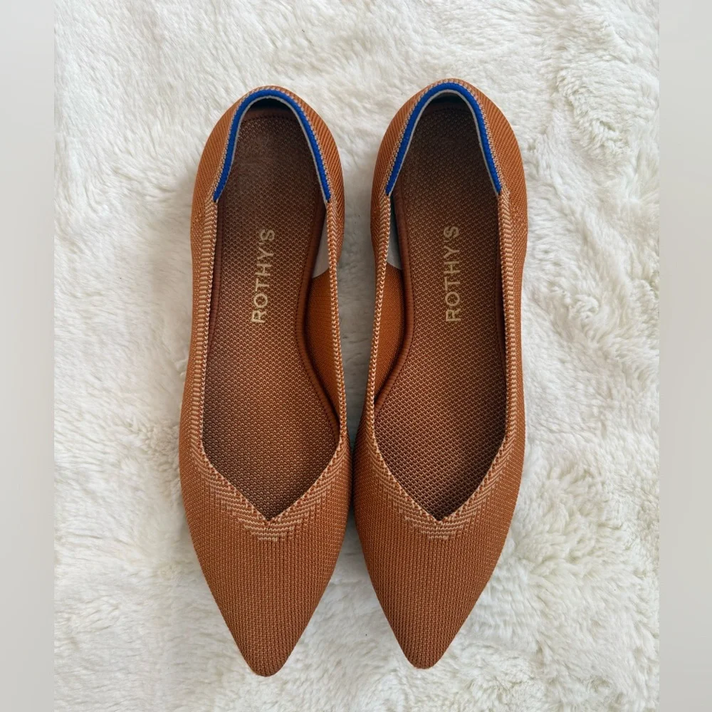 ROTHY'S The Point Fawn Knit Pointed Toe Flats Size 8.5 - Picture 1 of 7